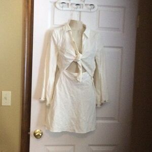 Cream Tie-Front Dress zara NWt